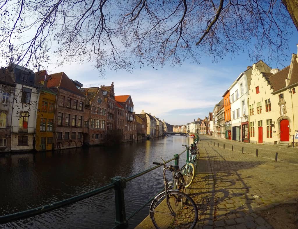 Ghent Canal - 3 days in Belgium, ghent canal in the early morning sun