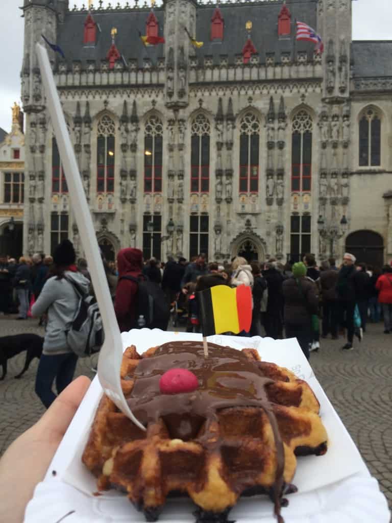 Belgium Waffle in Bruges - 3 days in Belgium, Waffle in Bruges by City Hall