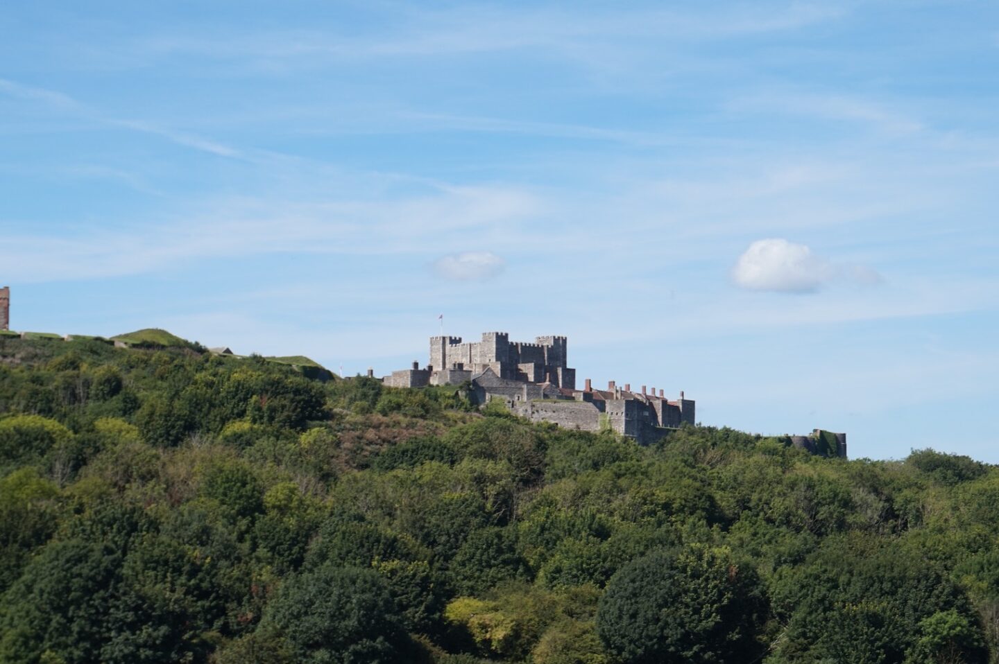 white cliffs of dover from London, Dover Castle in distance - white cliffs of dover from London, Dover Castle in distance