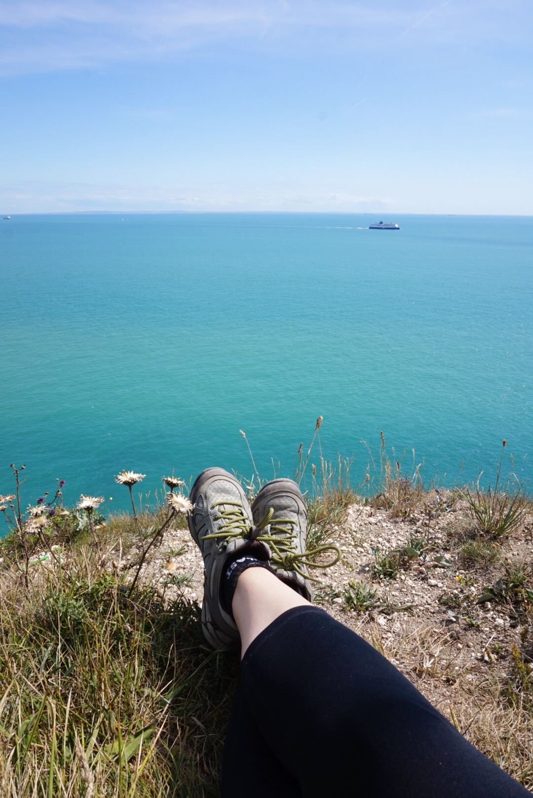 white cliffs of dover from London, boots and the view of white cliffs of dover - white cliffs of dover from London, boots and the view of white cliffs of dover