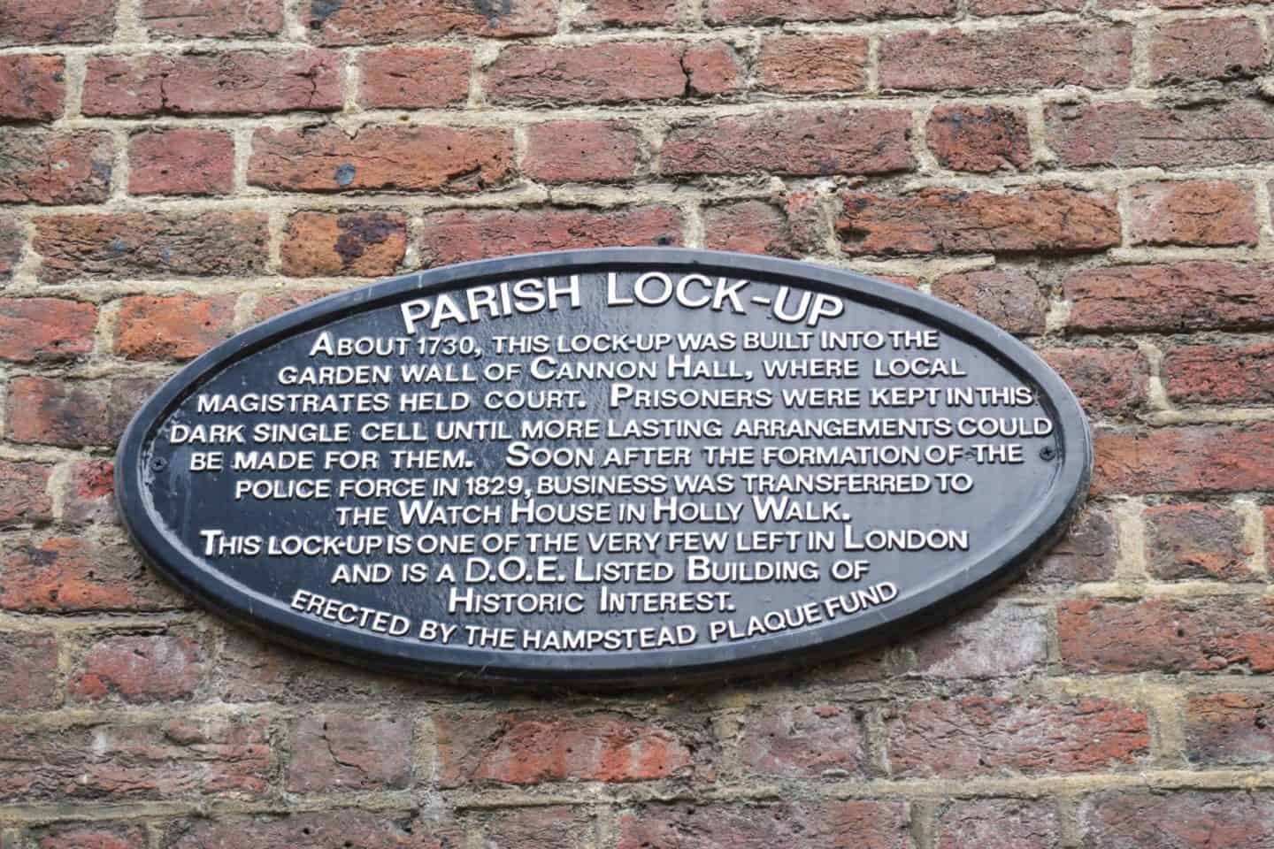 Parish Lock up Hampstead - hampstead walking guide parish lock up sign