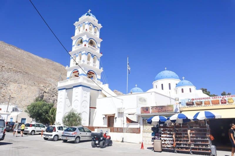 Perissa Beach church - Quad Bike Hire Santorini, Perissa Beach