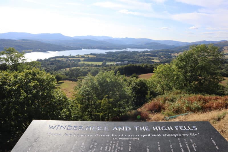 Orrest Head Sign and view - Rabbie's Tours Lake District Review