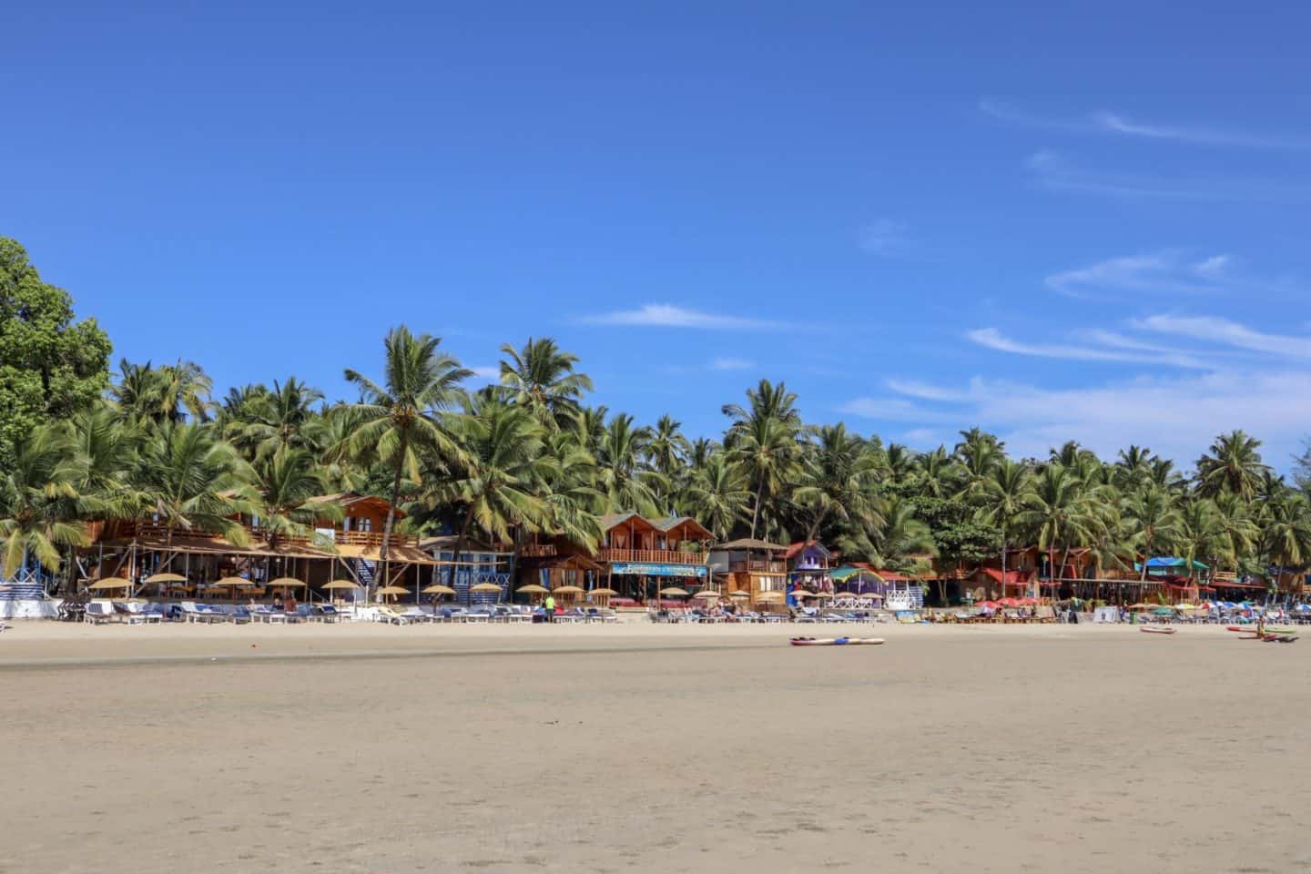 Palolem Beach in Goa - 2 week south india itinerary, Palolem Beach with blue sky Goa