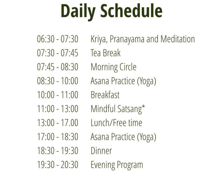 Earth Yoga Village Schedule - Earth Yoga Village Schedule