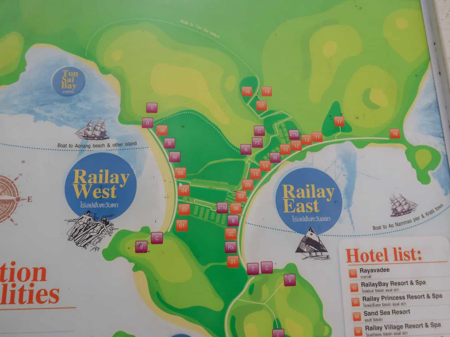 railay beach map - ao nang to railay, day trip