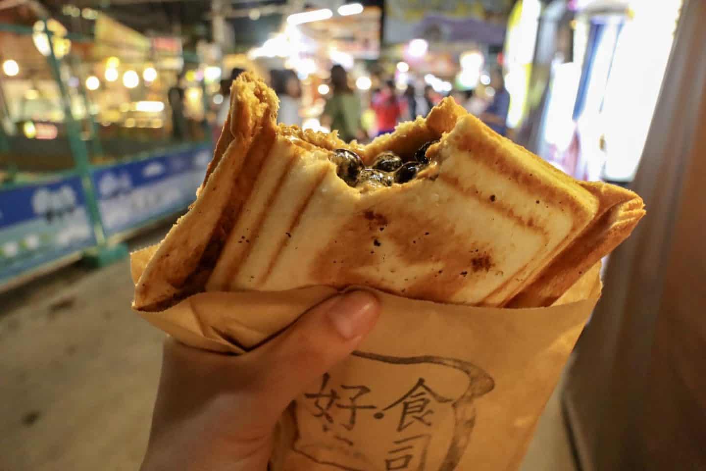 Bubble Tea Toastie Taiwan - Bubble tea sandwich in Ruifeng night market food