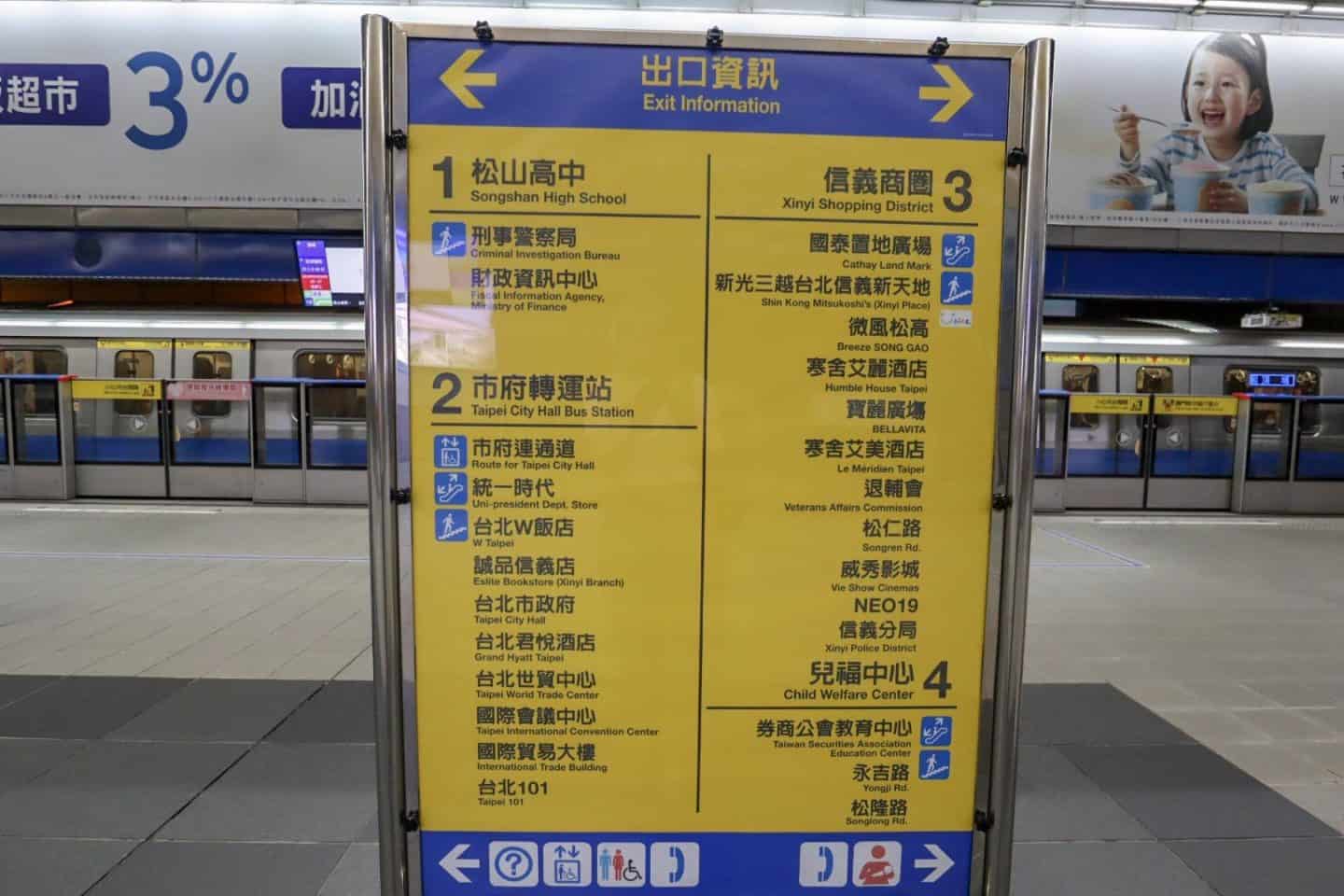 Taipei MRT Station Signs - Taipei travel tips, Taipei MRT Signs
