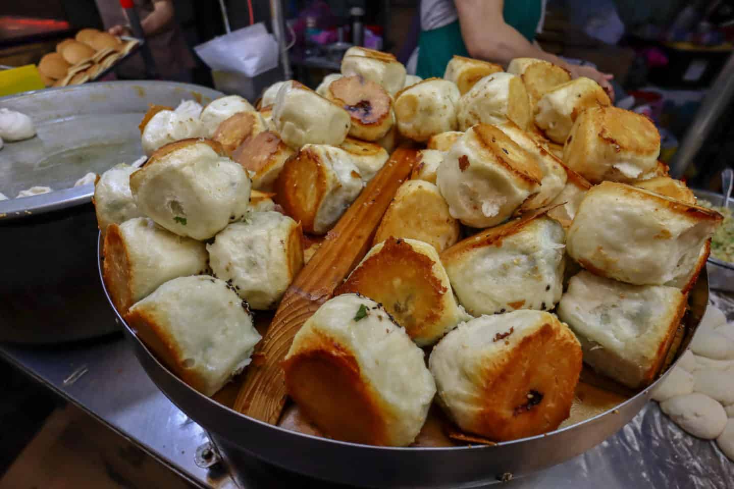 Stuffed Bread Vegetarian Taiwan Night Market - The Wandering Quinn Travel Blog