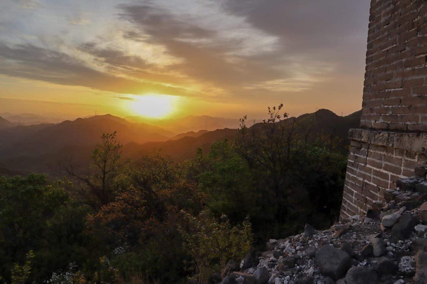 camping on the great wall of china - camping on Great Wall of China, sunrise