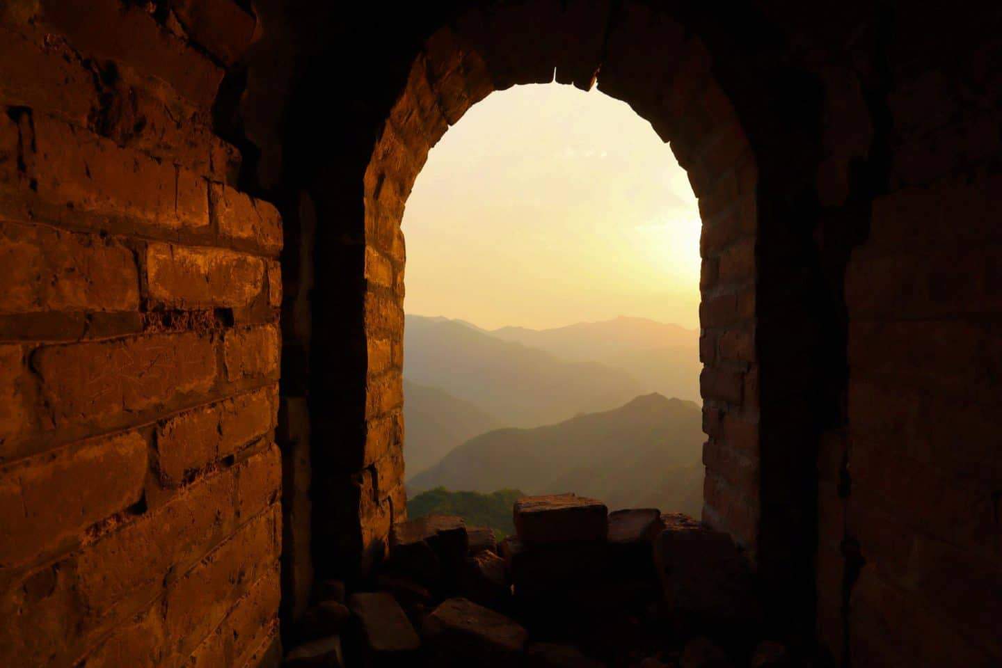 camping on the great wall of china - camping on Great Wall of China, sunset
