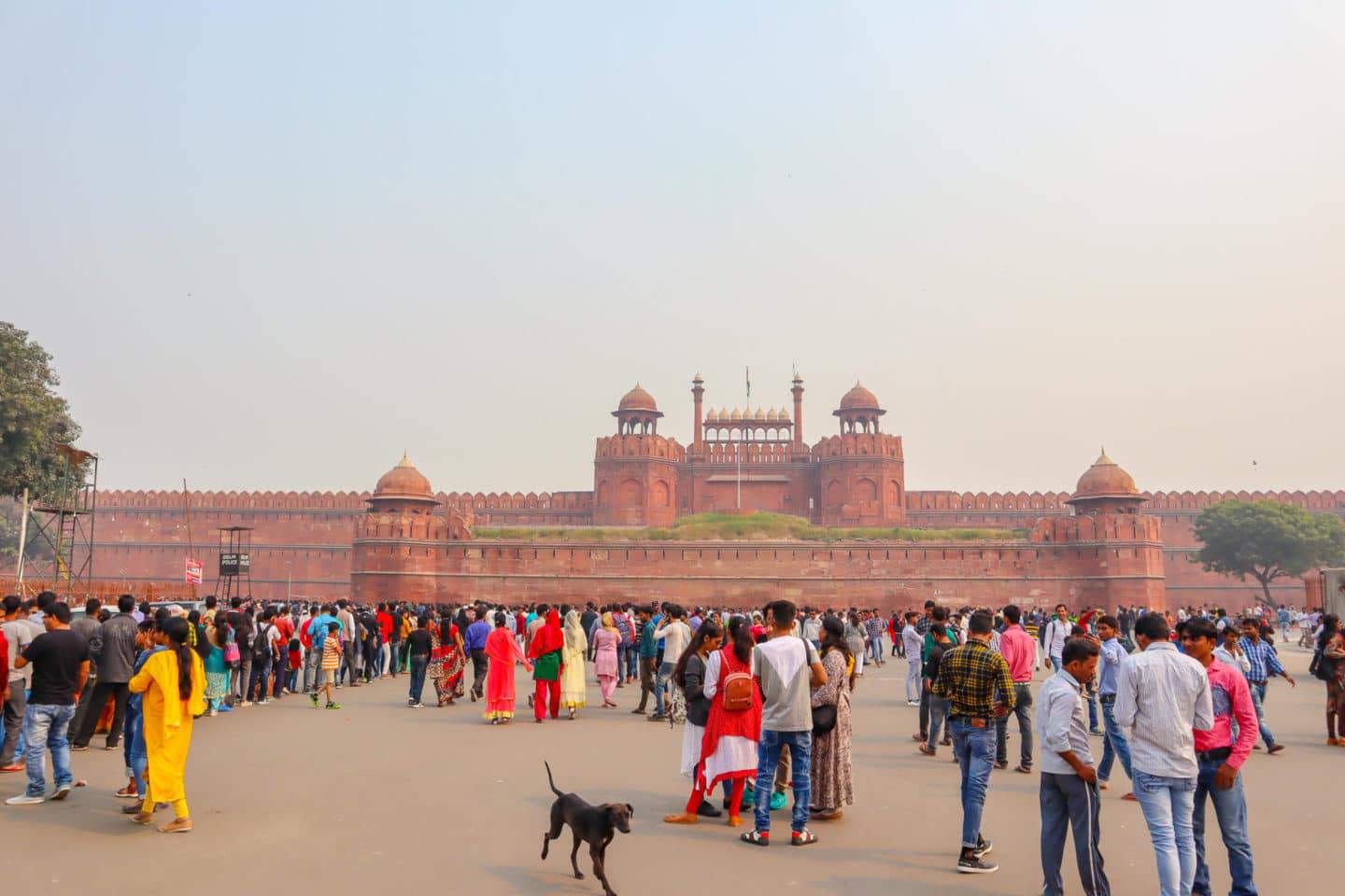 Red Fort in Delhi - 2 week India itinerary, red fort in Delhi with crowds of people