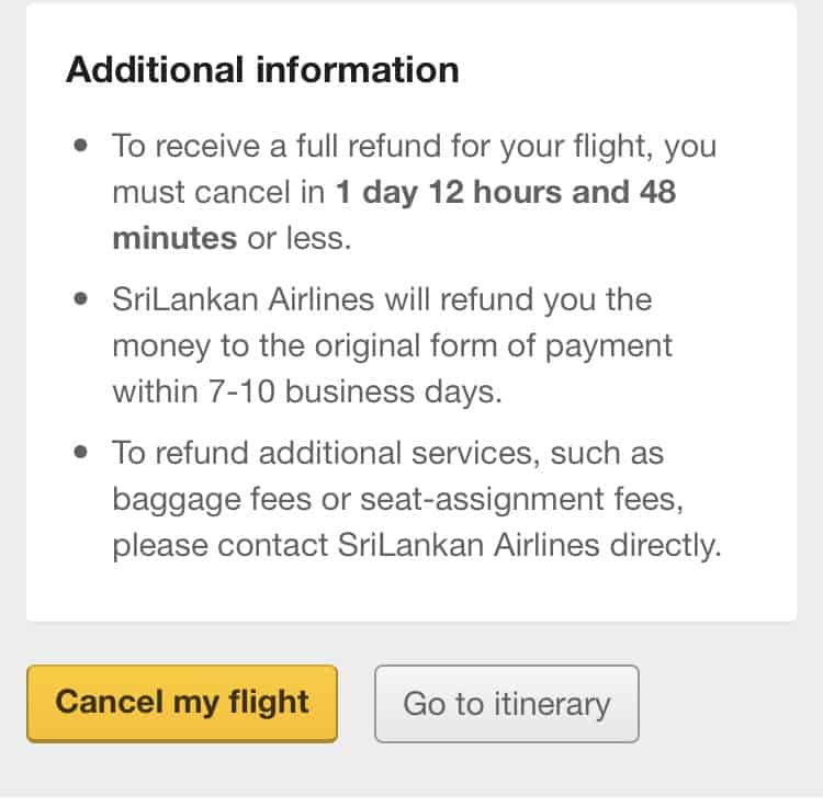 Expedia.com flight cancellation - proof of onward travel, Expedia.com flight cancellation