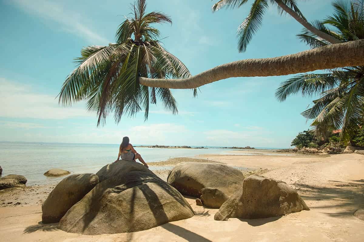 koh phangan Thailand - Koh Phangan blue sky palm tree weather | best places to travel in Asia in July and August
