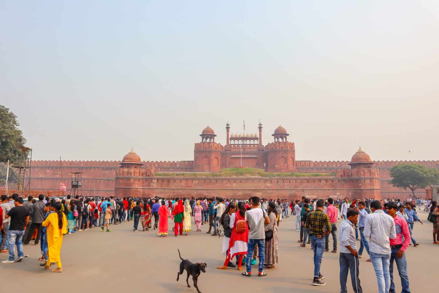 Red Fort in Delhi - Red Fort in Old Delhi with crowds