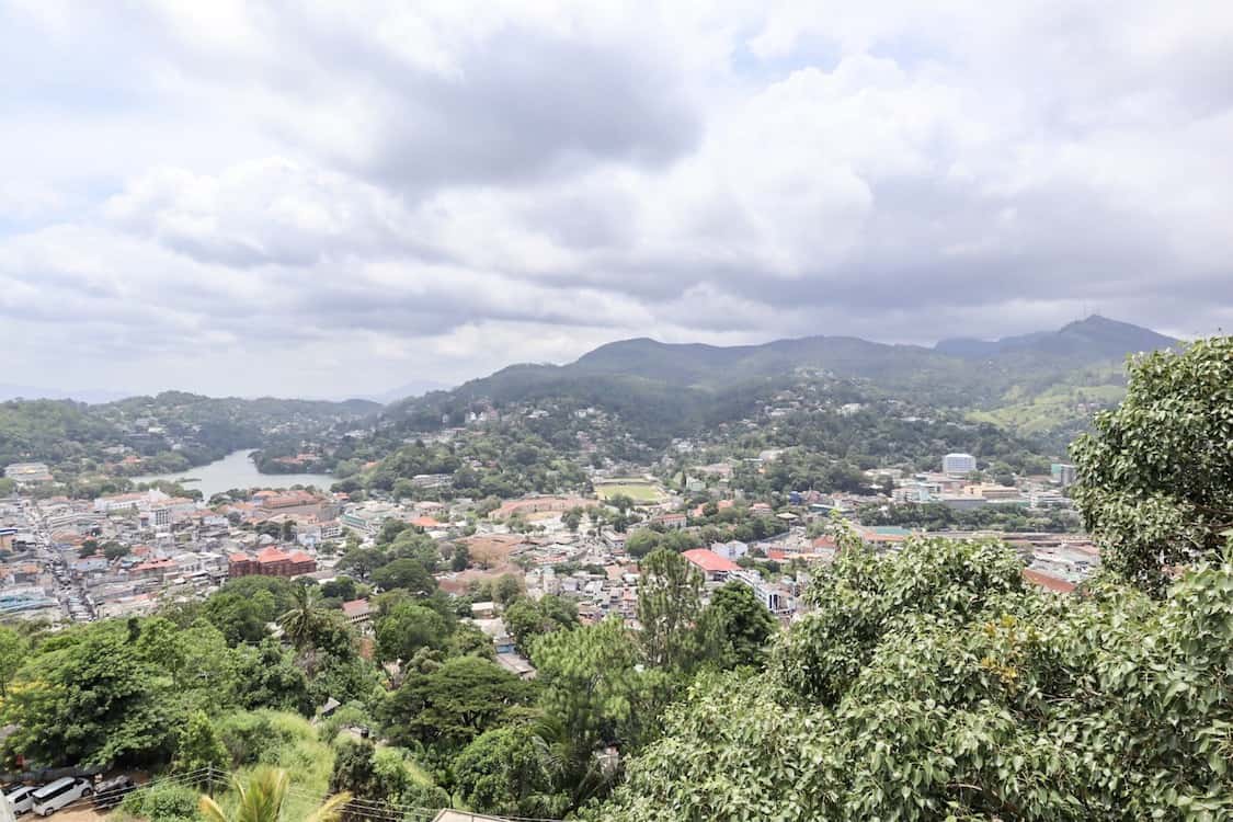 Kandy view from the Buddha! - places to visit in Sri Lanka on first trip, view over Kandy with cloud and lake