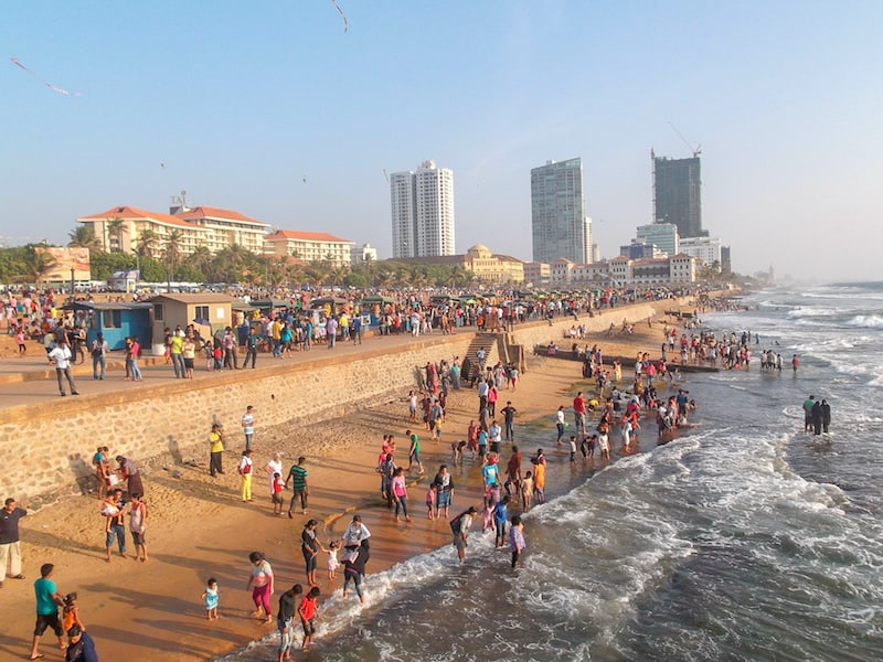 Colombo Beach - places to visit in Sri Lanka on first trip, Colombo beach and city in background