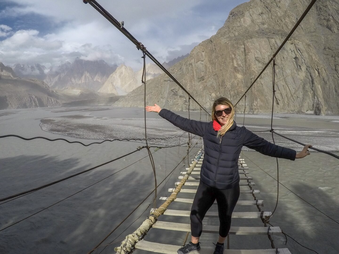 Husseini Suspension bridge - Pakistan itinerary, ellie quinn on husseini suspension bridge