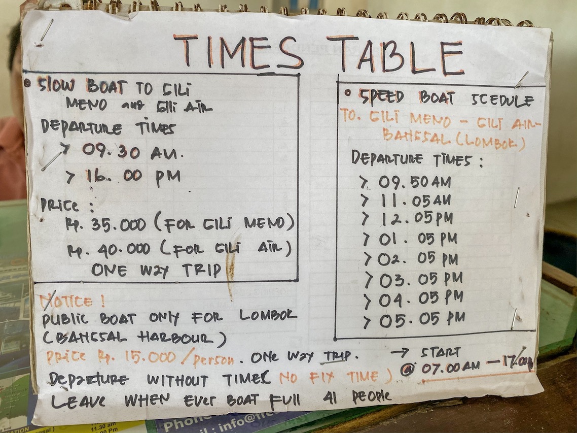 Gili Trawangan Boat Schedule - Gili Trawangan Boat Schedule | getting around the Gili islands