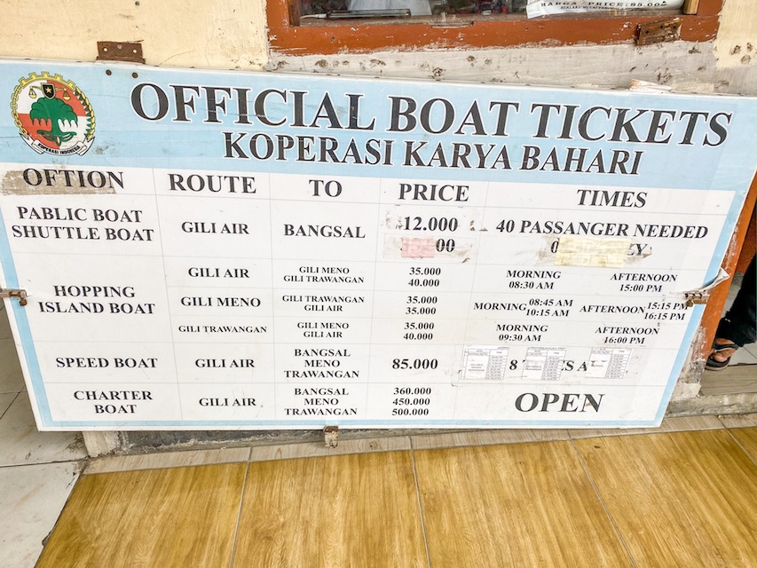 Gili Air boat Schedule to Gili T and Gili Meno - Gili Air boat Schedule to Gili T and Gili Meno
