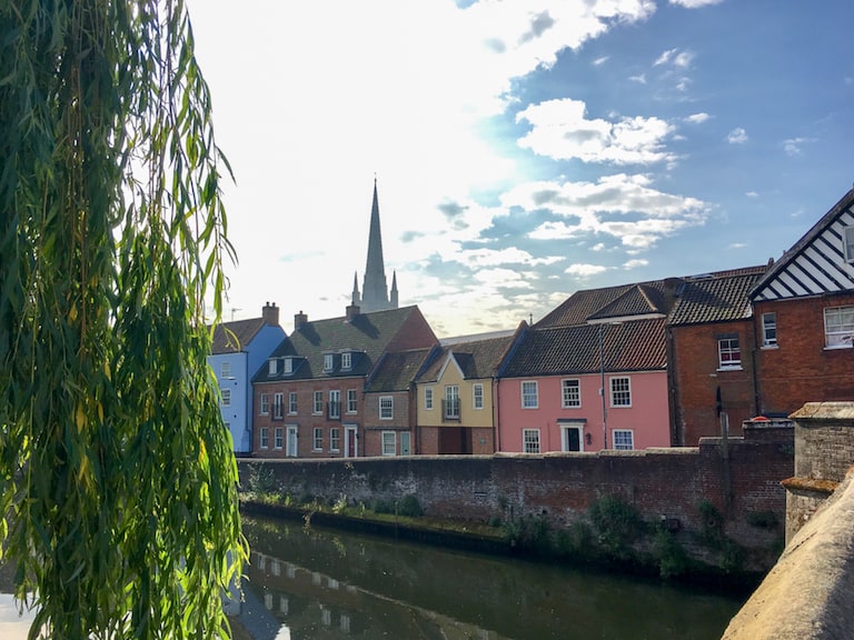 Norwich river and colourful houses Norwich Day Trip From London by Train