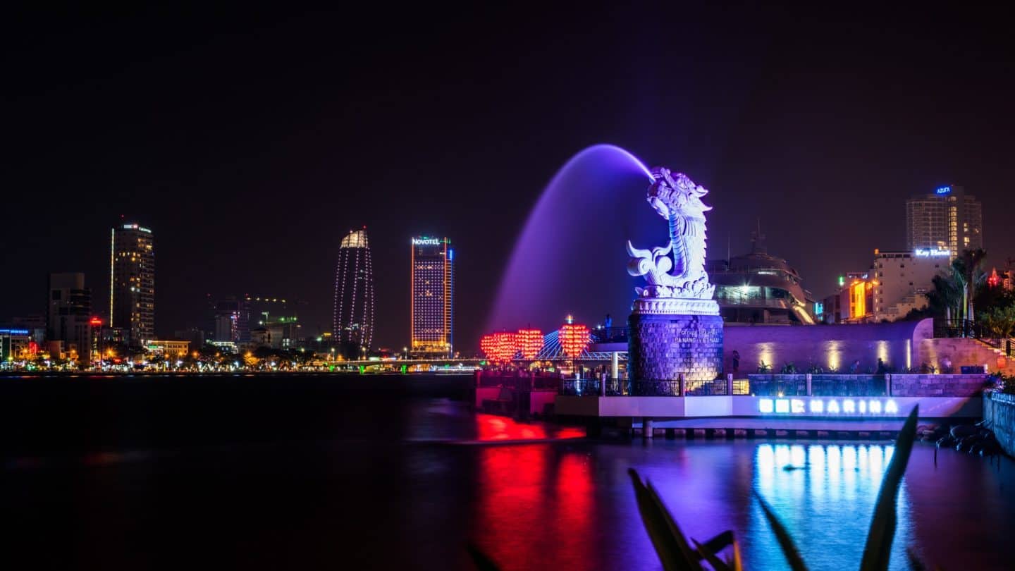 Dragon Bridge Light Show Da Nang - Things to do in Da Nang, Dragin Bridge Light and water show at night