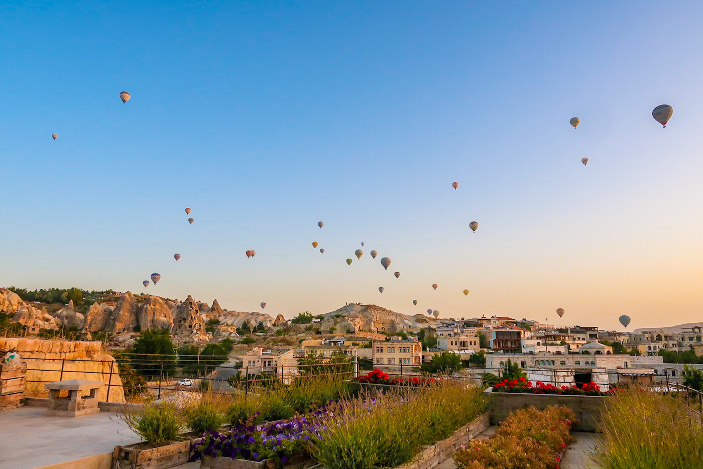 best time to visit Cappadocia - best time to visit Cappadocia, sunrise blue sky and hot air balloons