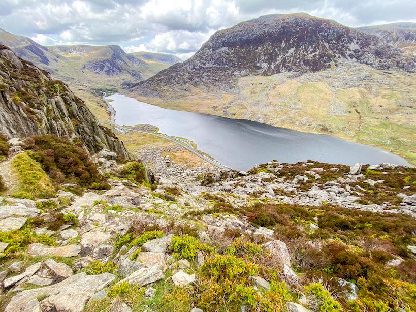 Climbing Tryfan, view of Llyn Ogwen - Climbing Tryfan, view of Llyn Ogwen