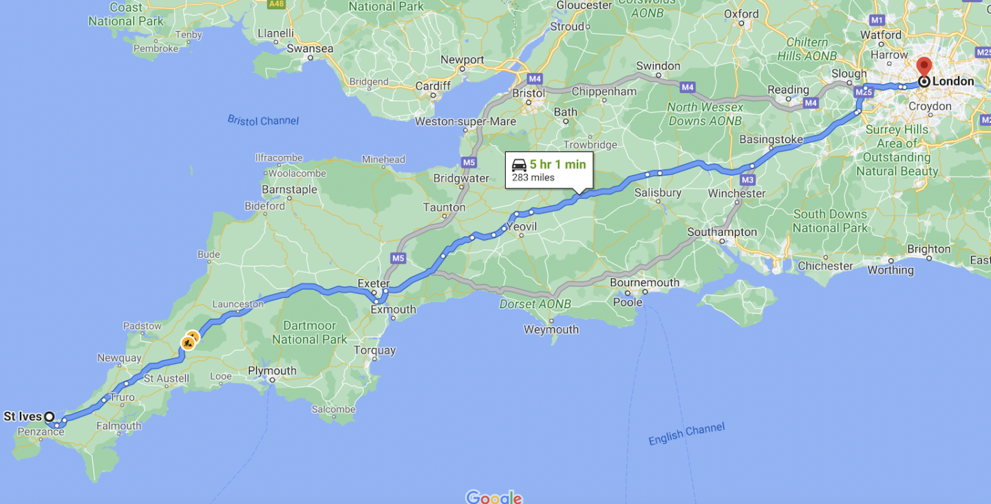 Cornwall Road Trip from London Best route - Cornwall Road Trip from London best Route