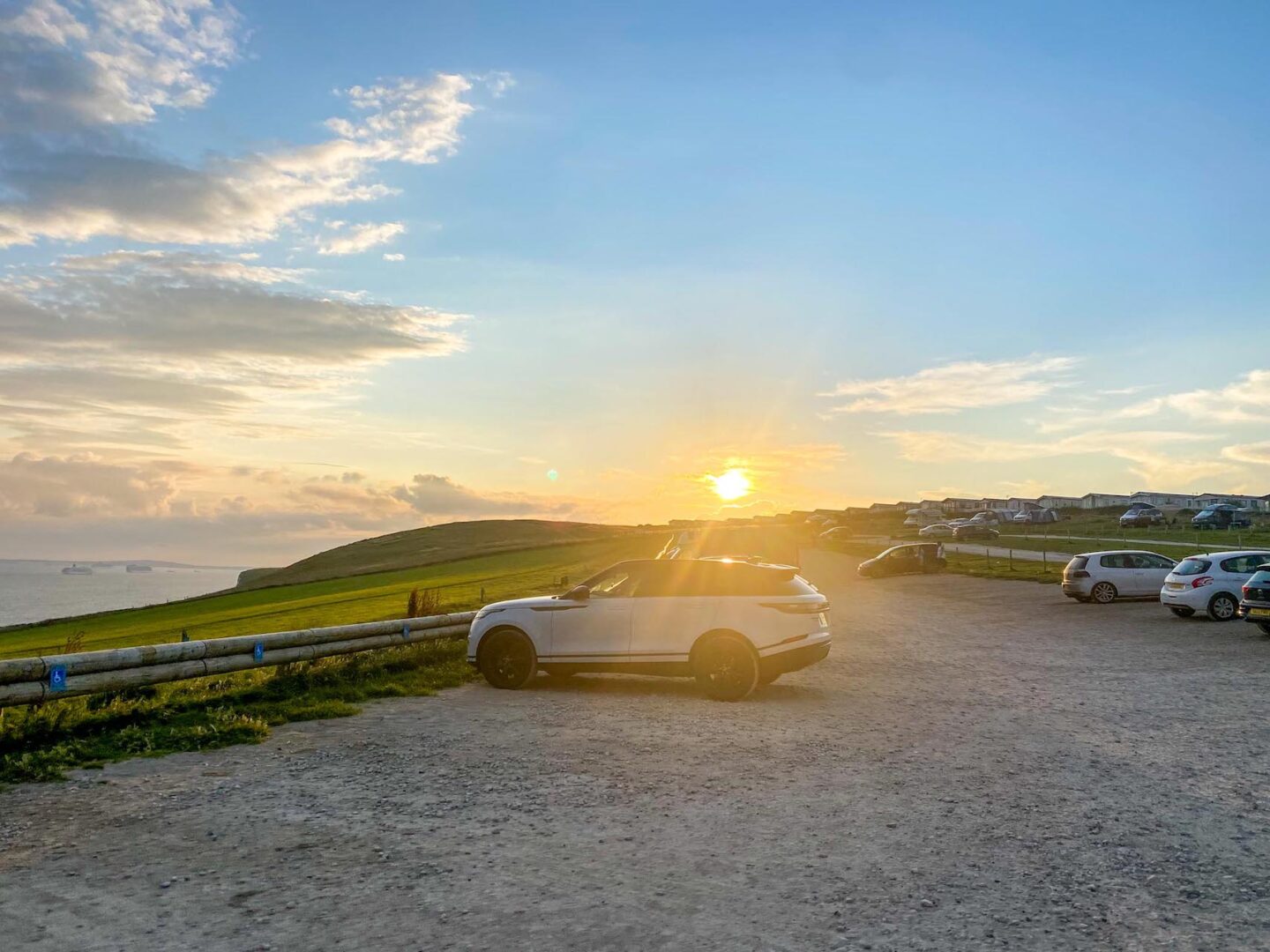 London to Durdle Door, Durdle Door Holiday Park Car Park at Sunset - London to Durdle Door, Durdle Door Holiday Park Car Park at Sunset