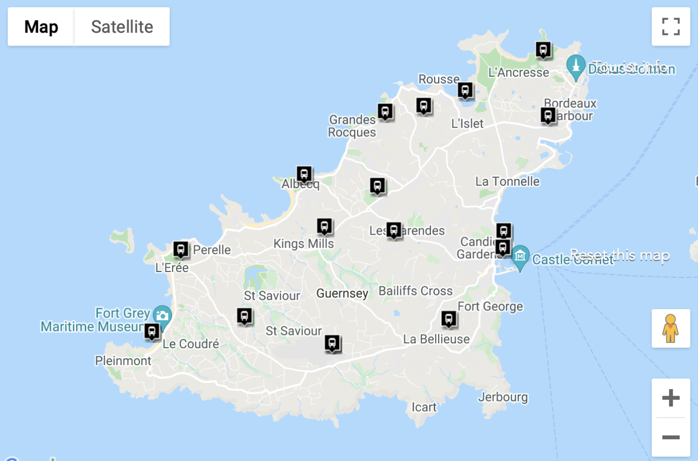 Guernsey itinerary, Guernsey bus map - Guernsey itinerary, Guernsey bus map