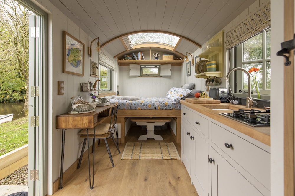 glamping in Devon, Shepherds hut inside - glamping in Devon, Shepherds hut inside