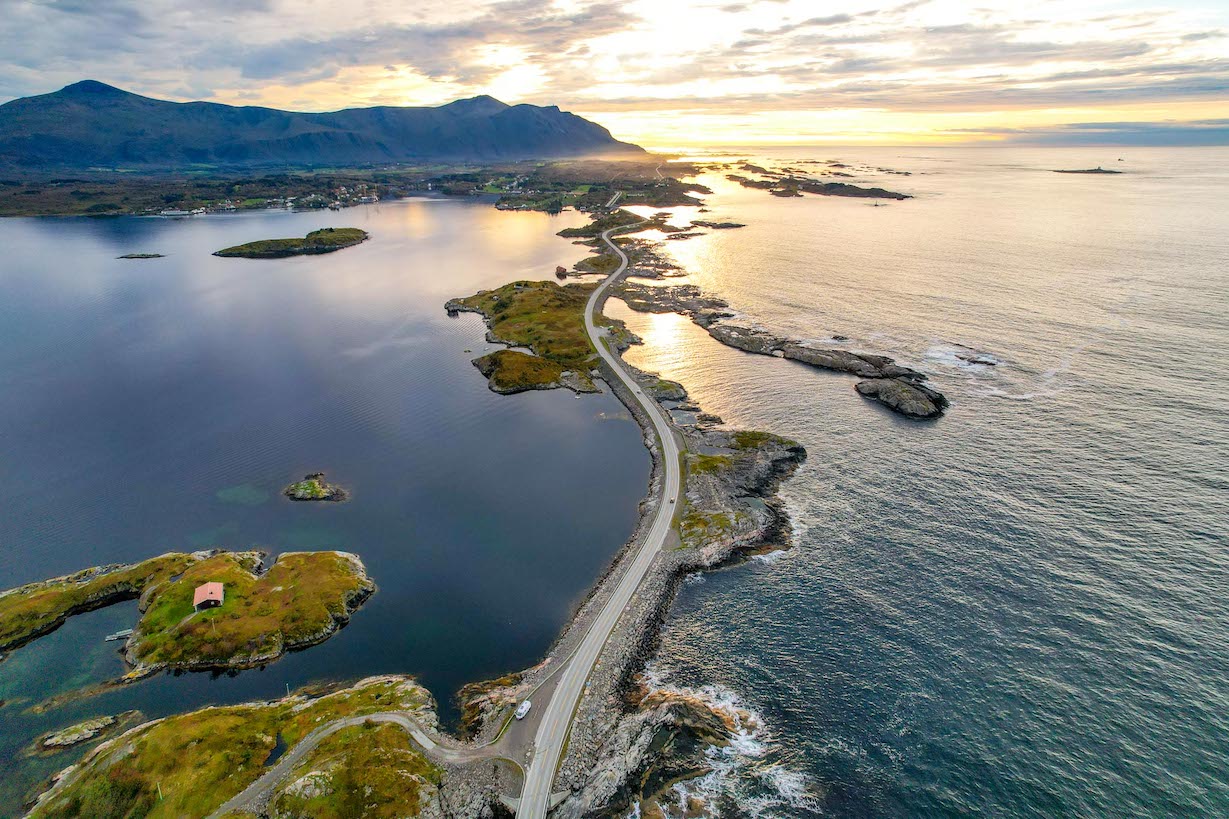 Atlantic Ocean Road Norway, Drone Shot - Atlantic Ocean Road Norway, Drone Shot