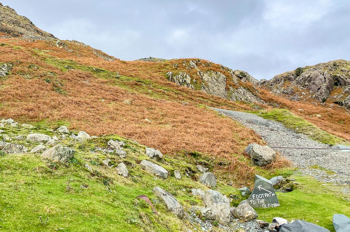 Old Man of Coniston walk, footpath sign - Old Man of Coniston walk, footpath sign