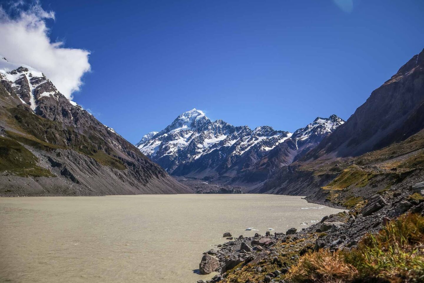 Hooker Valley Walk, new zealand aoraki mount cook lake glacier mountains valley