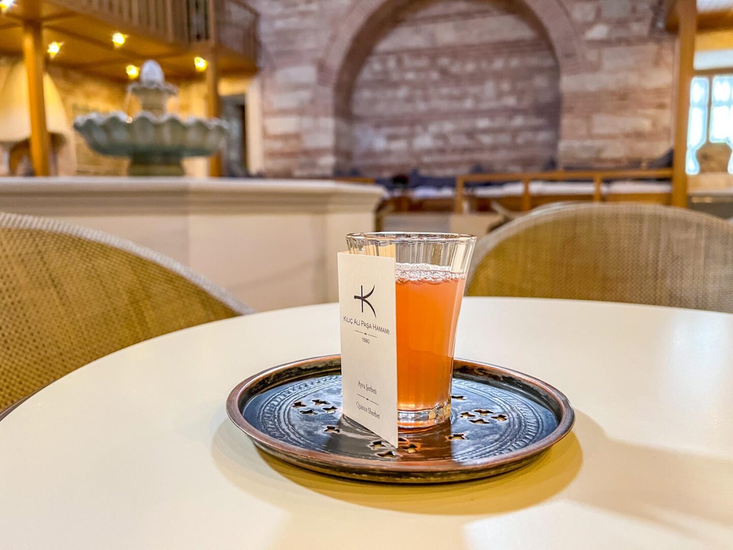 kilic Ali Pasa Hamami, sherbet arrival drink - kilic Ali Pasa Hamami, sherbet arrival drink