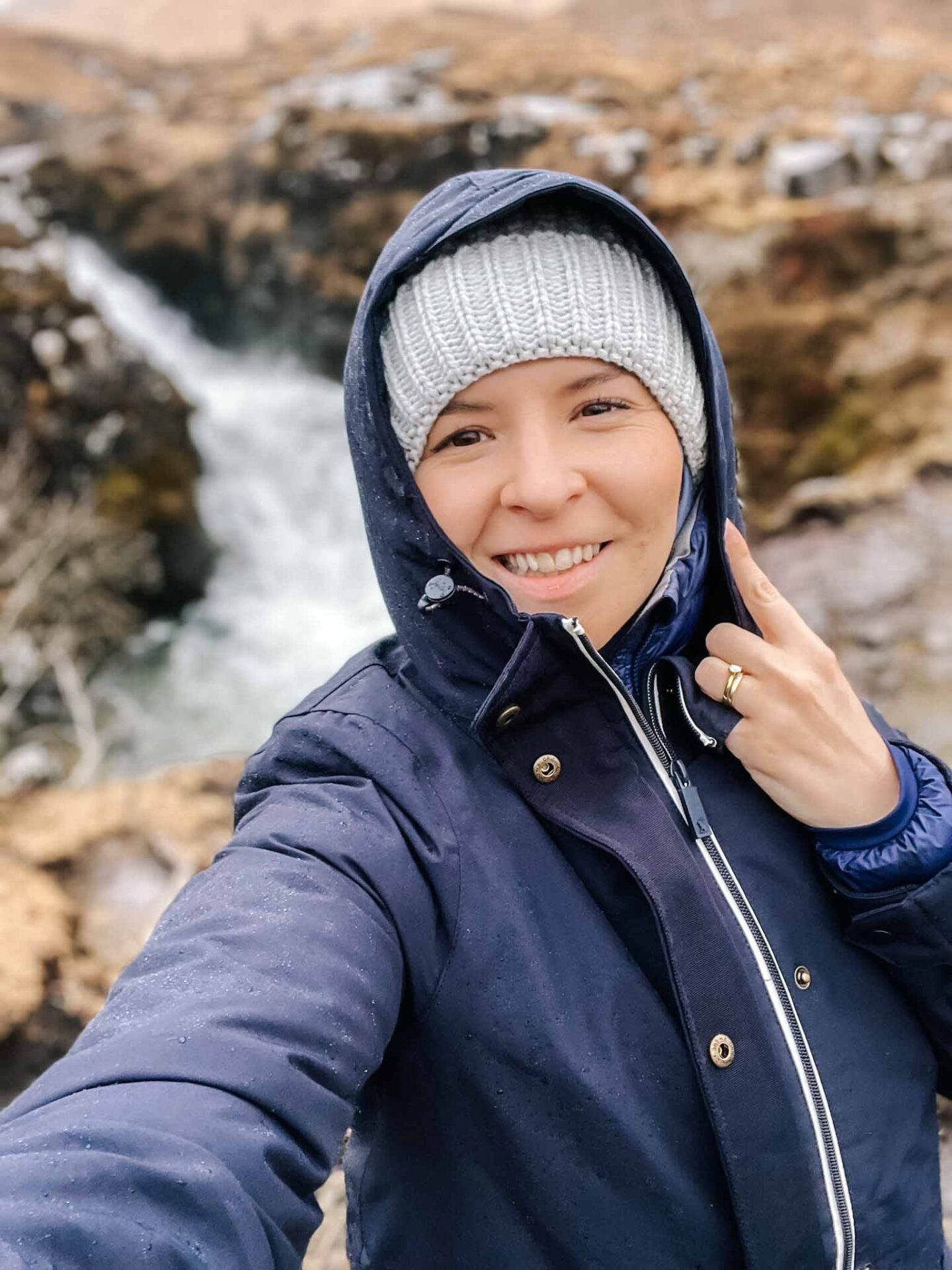 Isle of Skye tour, Ellie Quinn at waterfall - Isle of Skye tour, Ellie Quinn at waterfall