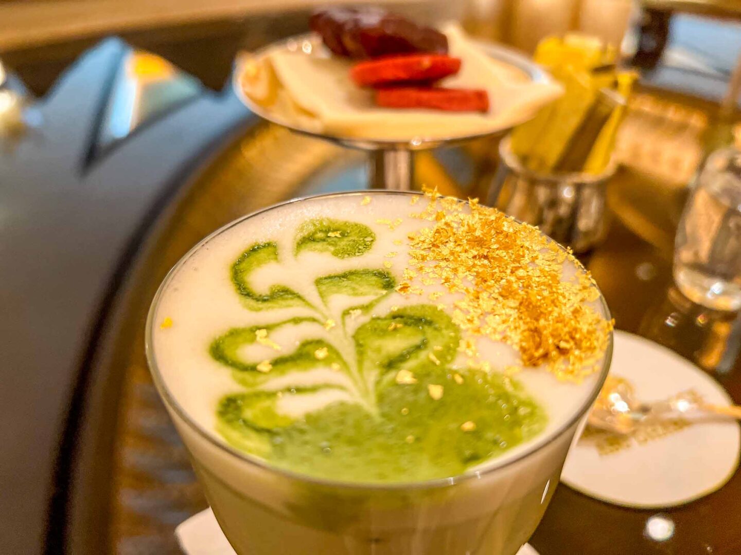 Things to do in Abu Dhabi, Emirates Palace Gold Matcha Latte with dates - Things to do in Abu Dhabi, Emirates Palace Gold Matcha Latte with dates
