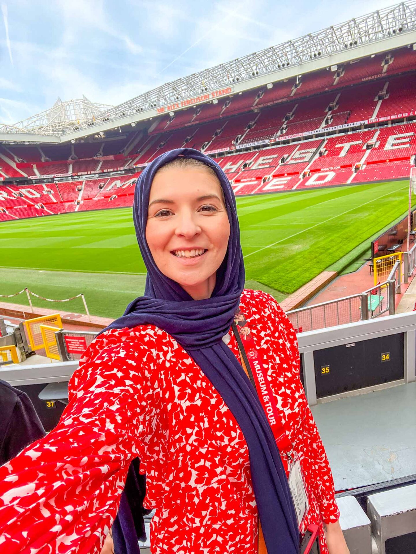 Manchester United Stadium Tour, Ellie Quinn at Manchester United stadium - Manchester United Stadium Tour, Ellie Quinn at Manchester United stadium