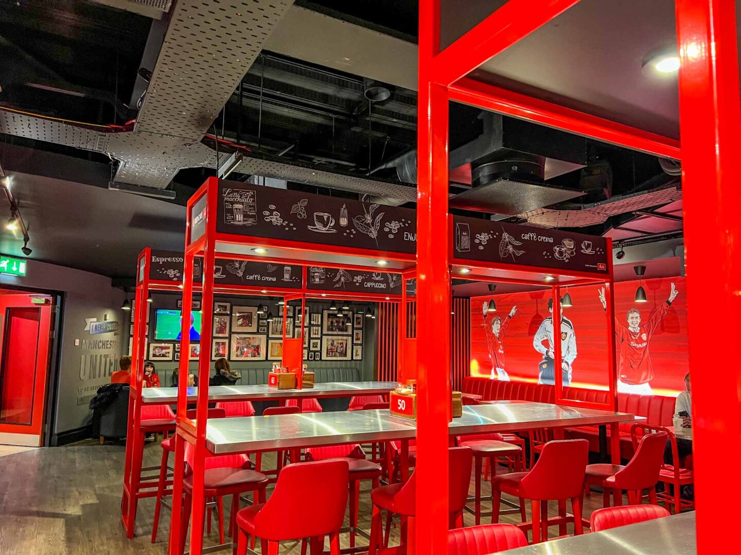 Manchester United Stadium Tour, inside Red Cafe at Old Trafford - Manchester United Stadium Tour, inside Red Cafe at Old Trafford