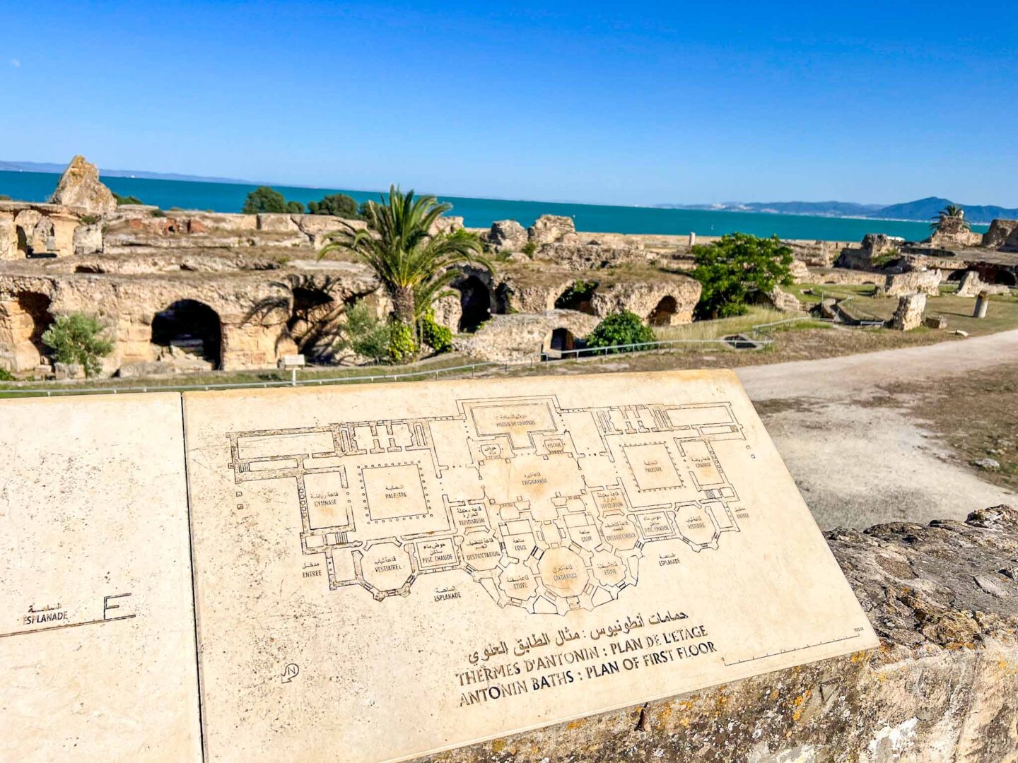 Tunisia itinerary, 3 days in Tunisia, map of Roman baths in Carthage - Tunisia itinerary, 3 days in Tunisia, map of Roman baths in Carthage