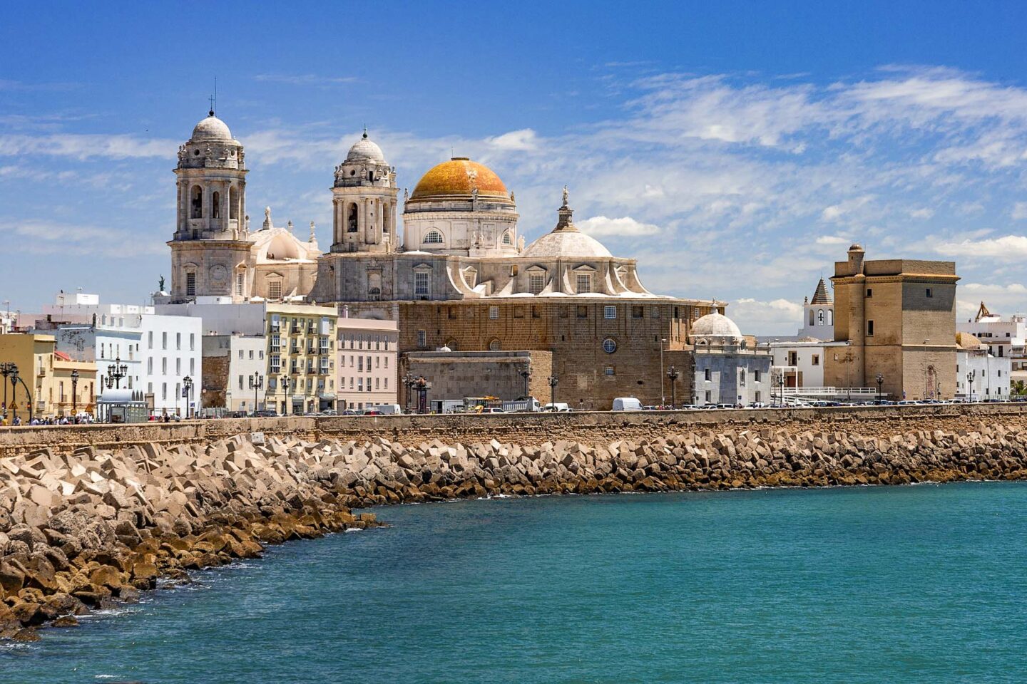 Southern Spain itinerary, view of Cadiz cathedral and water - Southern Spain itinerary, view of Cadiz cathedral and water