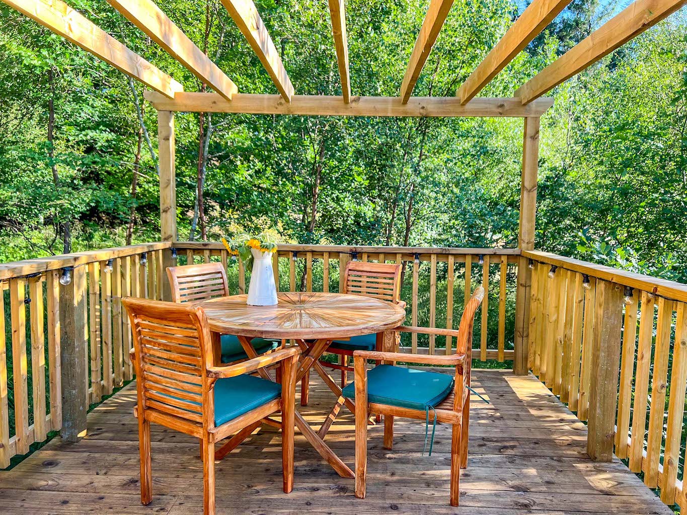 Glamping in Yorkshire, outside dining table at Yurtshire - Glamping in Yorkshire, outside dining table at Yurtshire