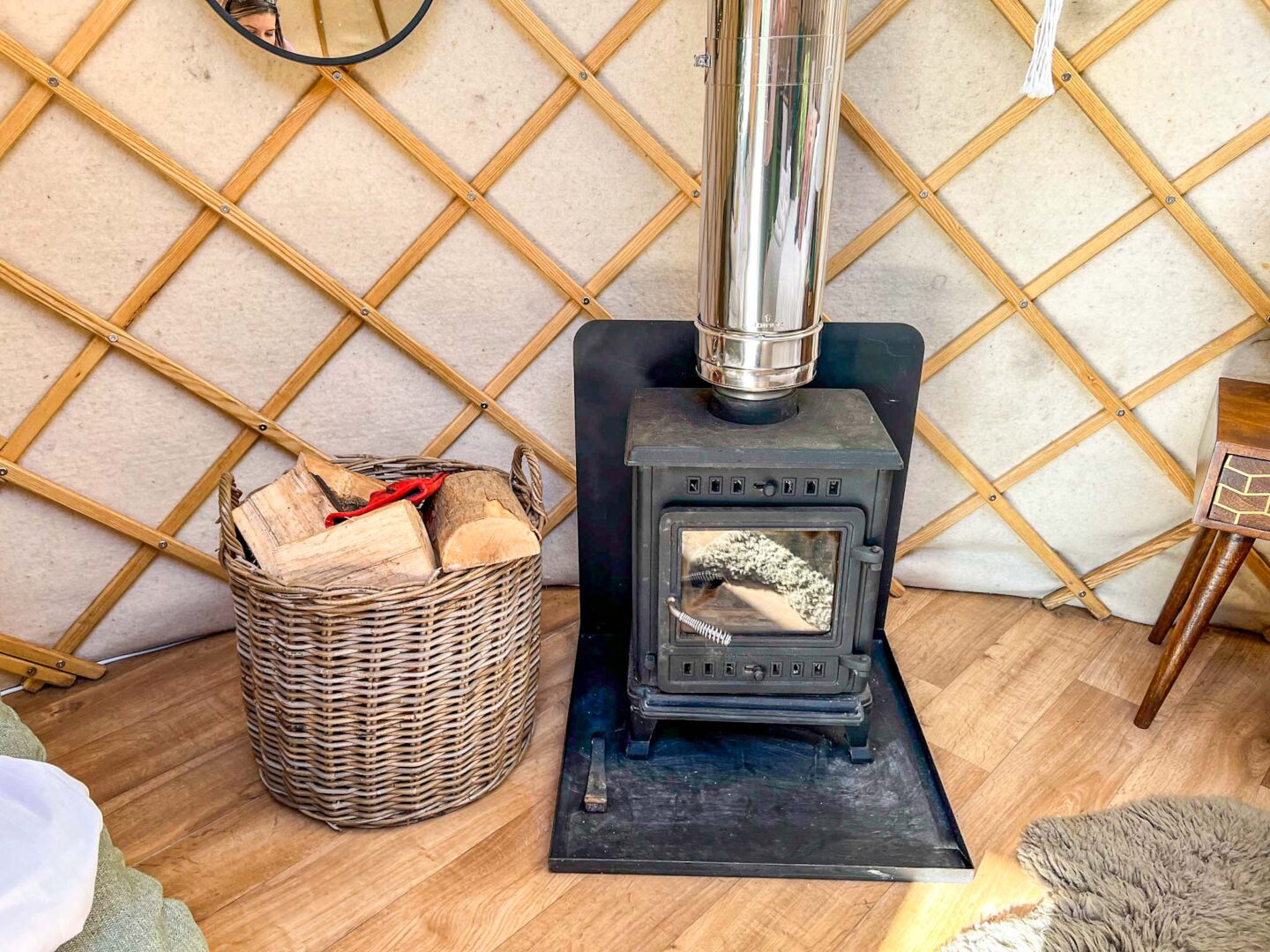 Glamping in Yorkshire, wood burner inside Yurt at Yurtshire - Glamping in Yorkshire, wood burner inside Yurt at Yurtshire