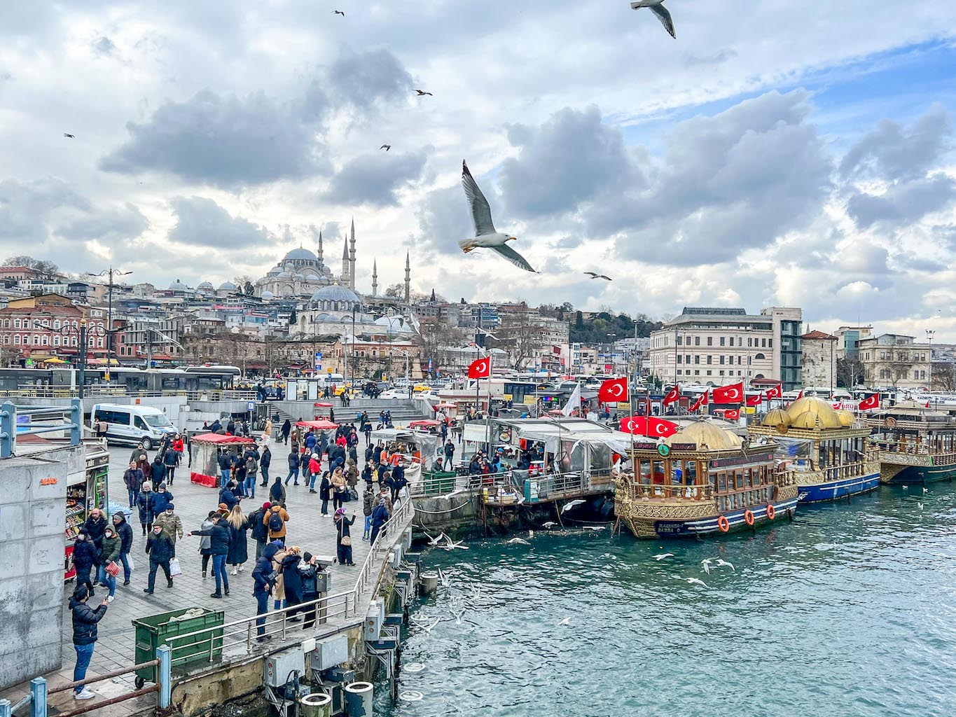 Galata Bridge view with square and mosque, Things to do in Istanbul - Galata Bridge view with square and mosque, Things to do in Istanbul