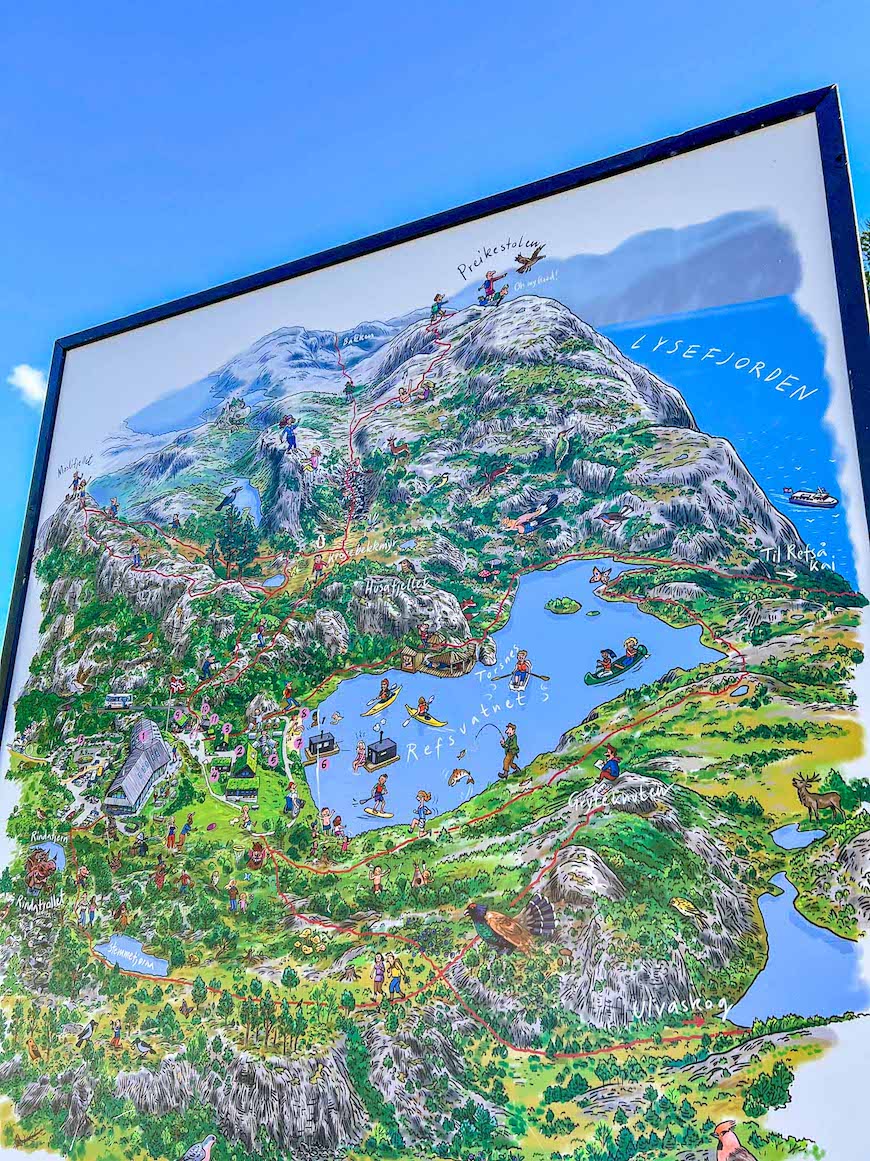 Pulpit Rock hike, Map of the Preikestolen hiking trail - Pulpit Rock hike, Map of the Preikestolen hiking trail