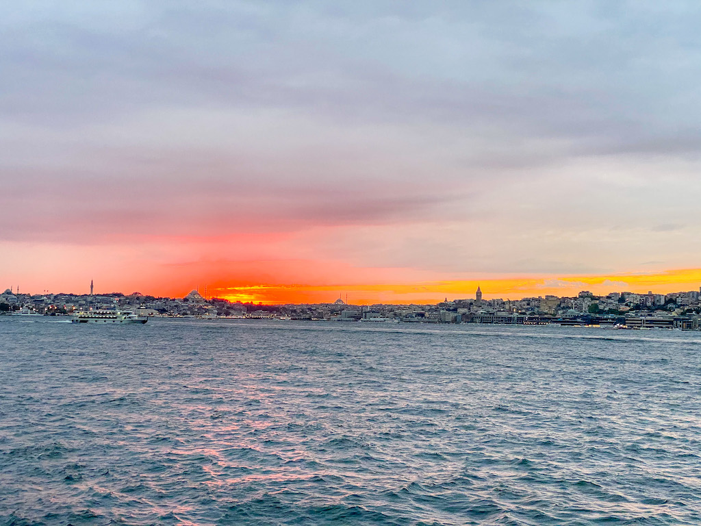 sunset from Uskudar over the Bosphorus - sunset from Uskudar over the Bosphorus