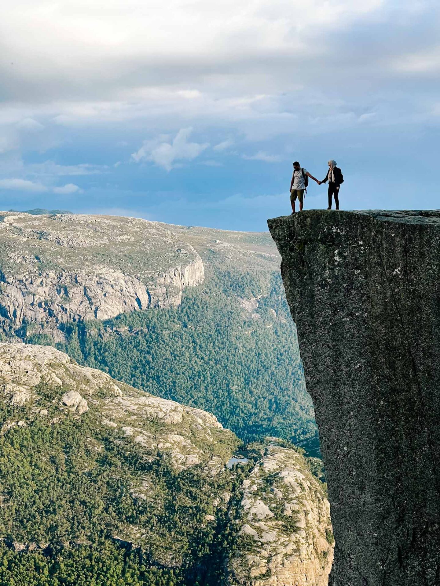 Pulpit Rock hike, couple on edge of pulpit Rock - Pulpit Rock hike, couple on edge of pulpit Rock