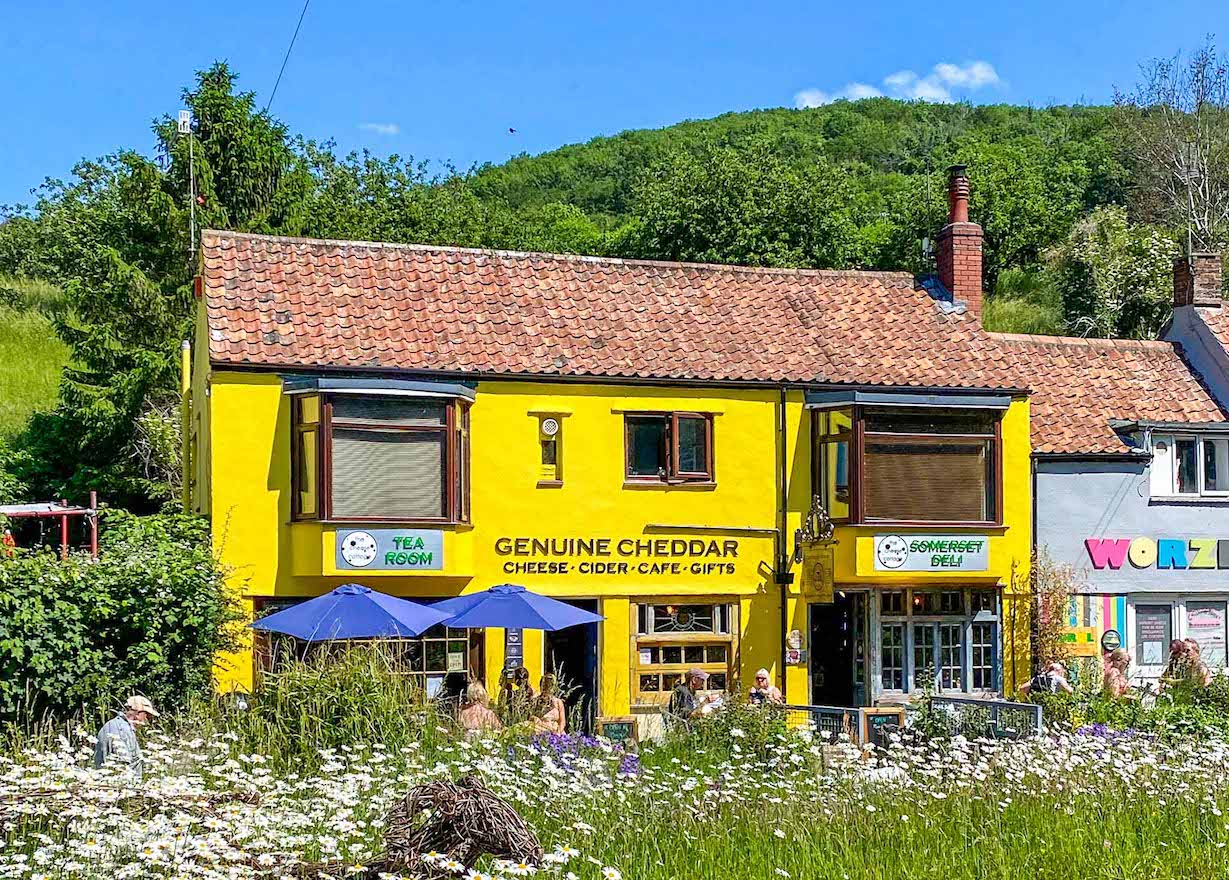 Things to do in Cheddar Gorge, yellow building in Cheddar village - Things to do in Cheddar Gorge, yellow building in Cheddar village