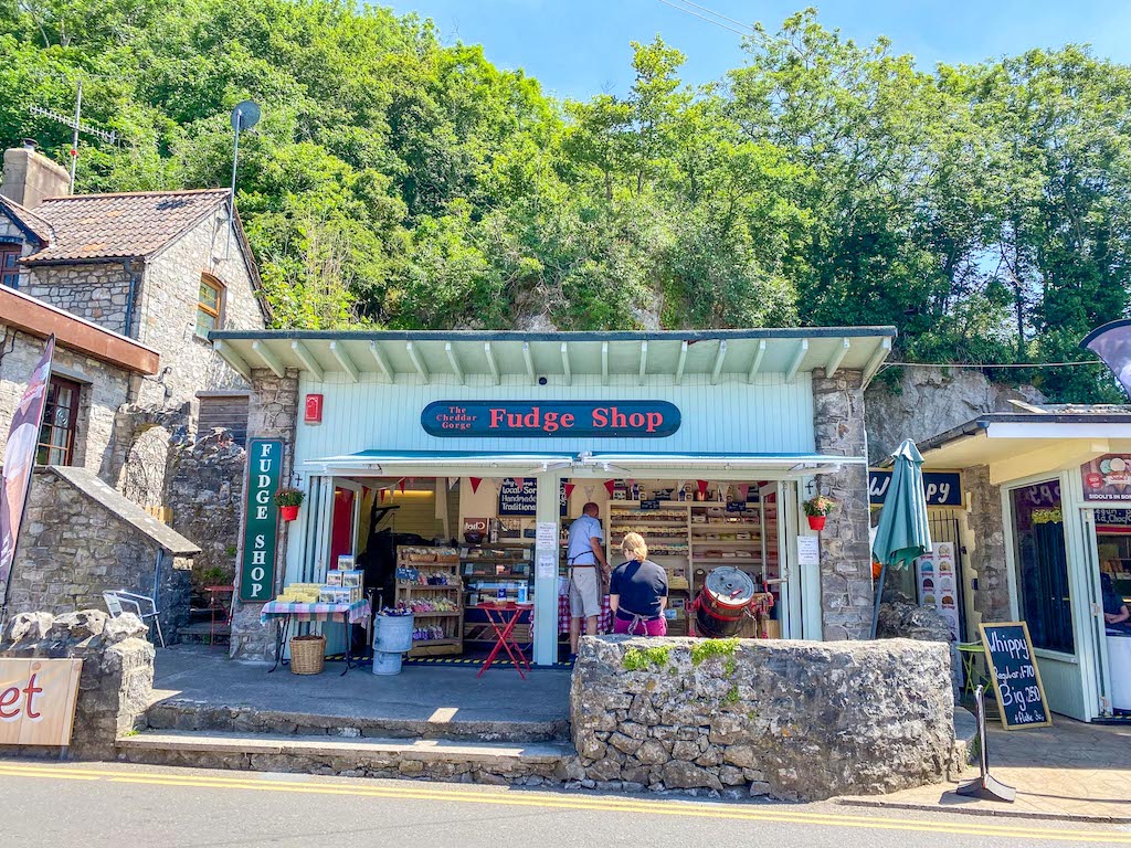 Things to do in Cheddar Gorge, Fudge Shop Entrance in Cheddar - Things to do in Cheddar Gorge, Fudge Shop Entrance in Cheddar